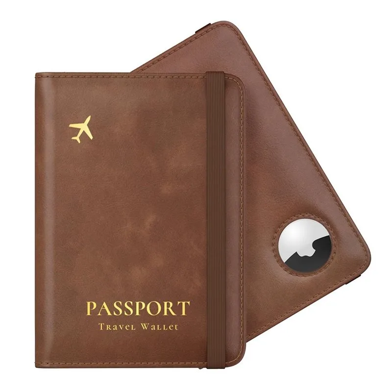 Leather Passport Cover - Airtag용 RFID 차단 기능이 있는 ABRT-여권