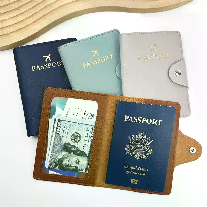 Leather Passport Cover - 스냅 잠금장치가 있는 PU 가죽 여권