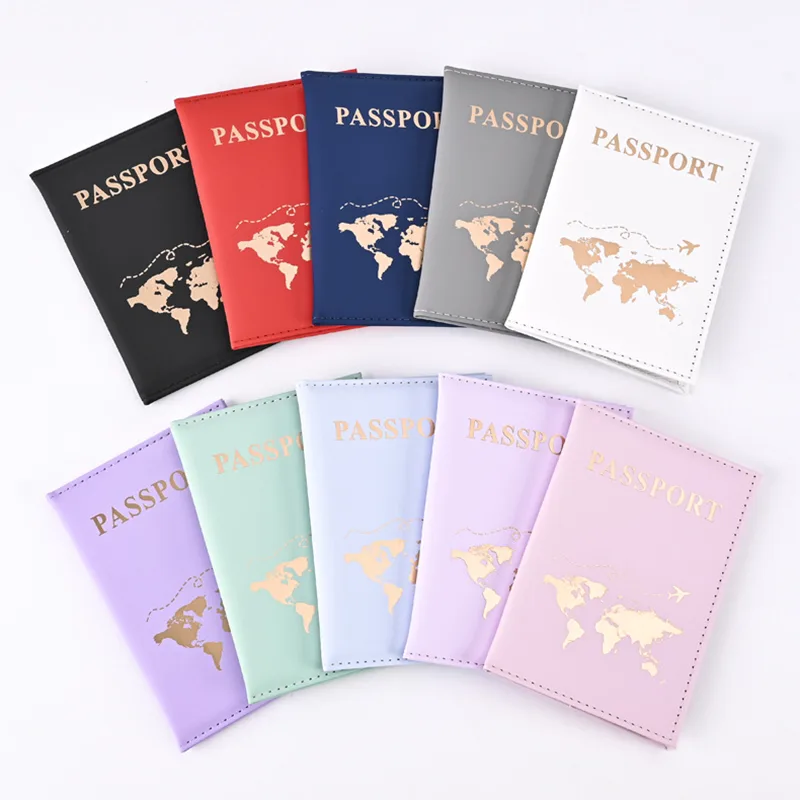 Leather Passport Cover - 패션 여권 보호 커버 세계 패턴