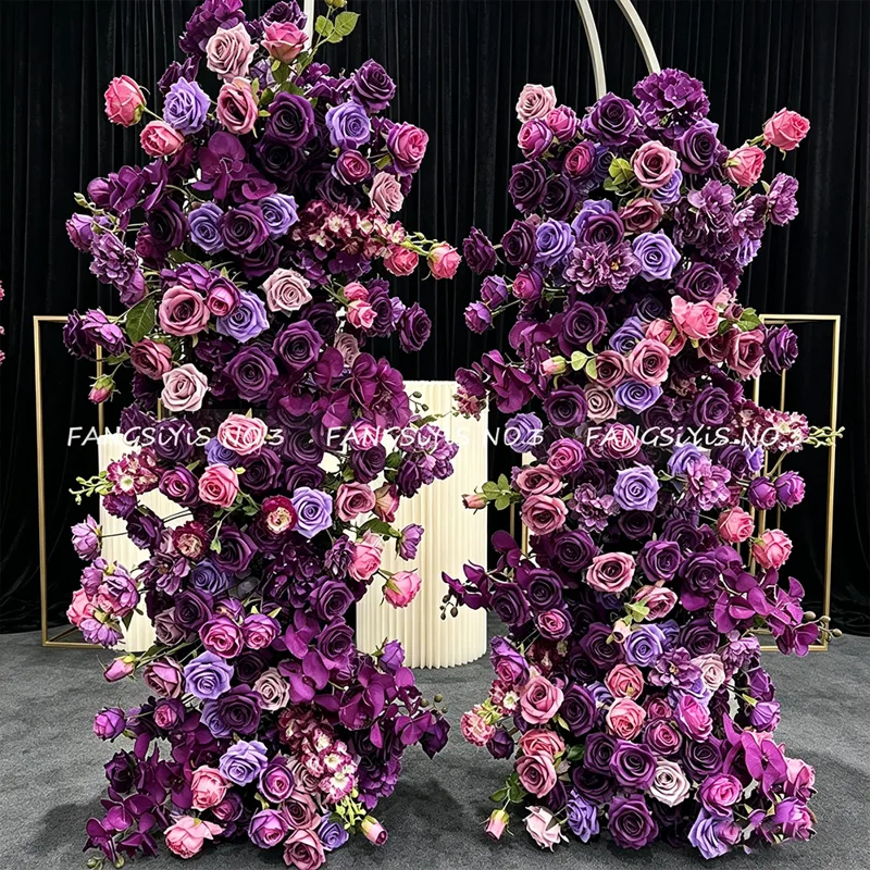 Quiet Luxury Lifestyle - 2M/1M 고급 퍼플 장미 조화 줄