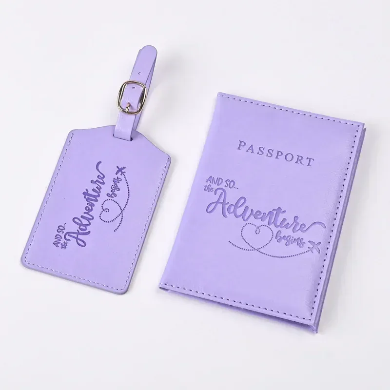 Leather Passport Cover - 남녀공용 보라색 PU 가죽 여권 거치대,