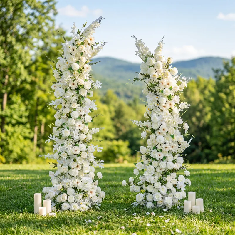 잔디밭 웨딩 아치 꽃 장식 고급 화이트 로즈 데이지 난 - Quiet Luxury Lifestyle 리뷰 및 가격