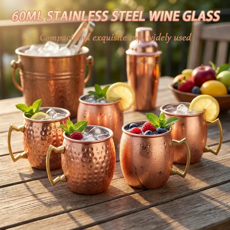 4Pcs 6Pcs 60ml 스테인레스 스틸 컵 미니 3 - Copper Cocktail Mug 리뷰 및 가격