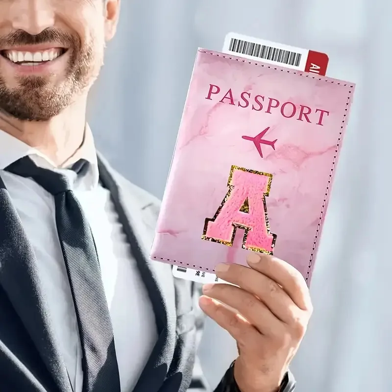 자수 라벨이 있는 핑크색 PU 가죽 여권 홀더, 티켓  - Leather Passport Cover 리뷰 및 가격