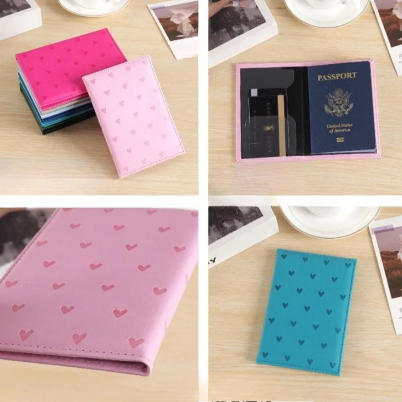귀여운 하트 프린트 여권 커버 여성용 여행 지갑 PU  - Leather Passport Cover 리뷰 및 가격