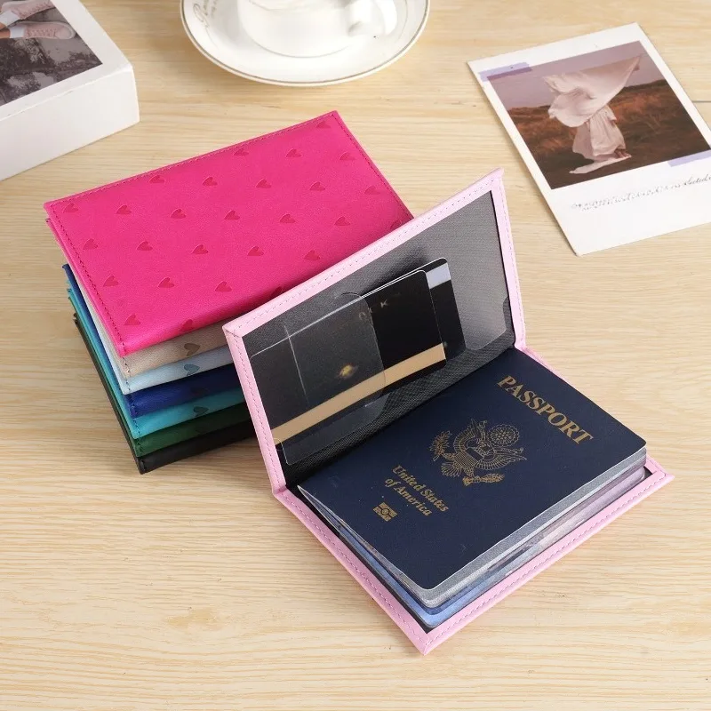 귀여운 하트 프린트 여권 커버 여성용 여행 지갑 PU  - Leather Passport Cover 리뷰 및 가격